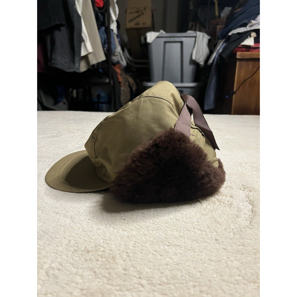 Vintage LL Bean Hunters Hat Quilted Fur Lined w/Ear Flaps Tan Medium USA 80s 70s - Picture 5 of 7